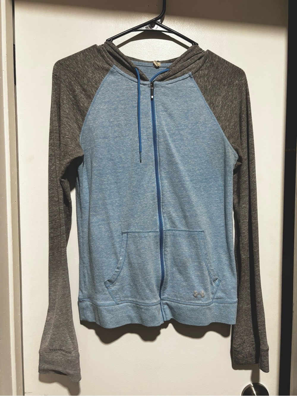 Under Armour Heathered Blue Body with Charcoal Raglan Zip Hoodie